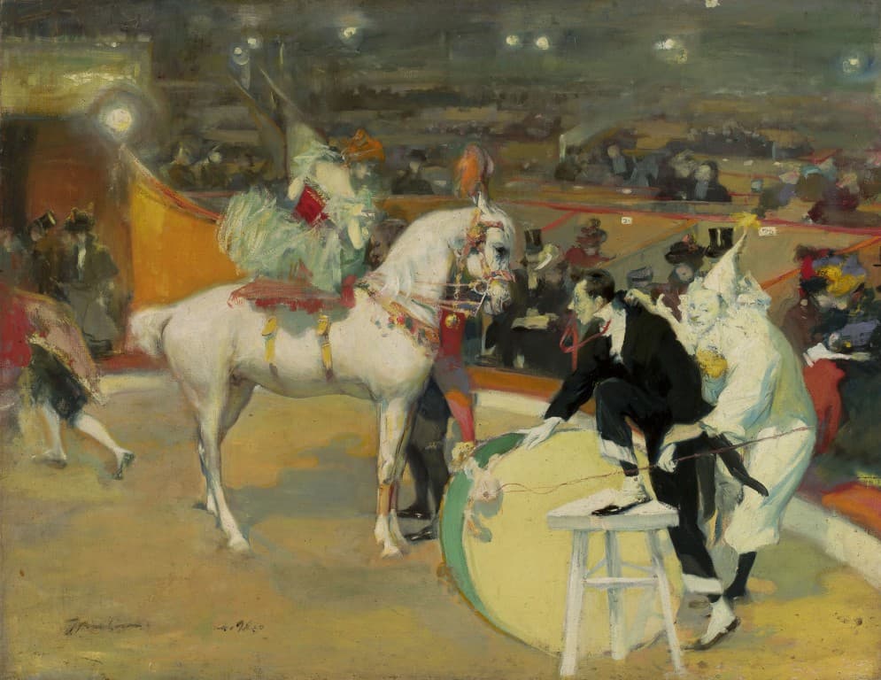 Ignacy Wincenty Pieńkowski, Występ woltyżerki w cyrku, obraz olejny na płótnie 1878